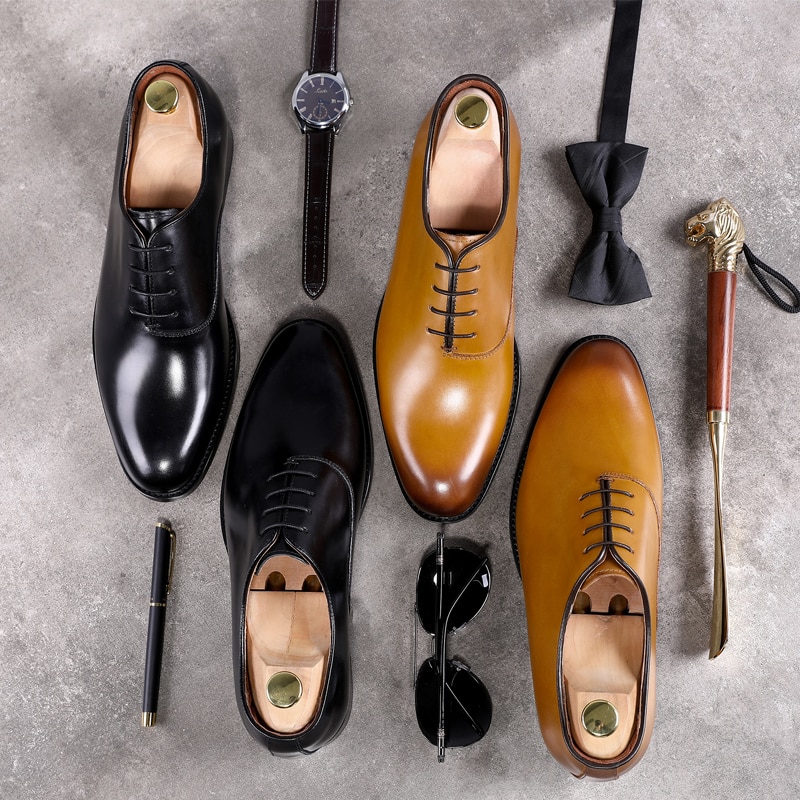 DESAI Oxford Mens Dress Shoes Formal Business Lace-up Full Grain Leather Minimalist Shoes for Men