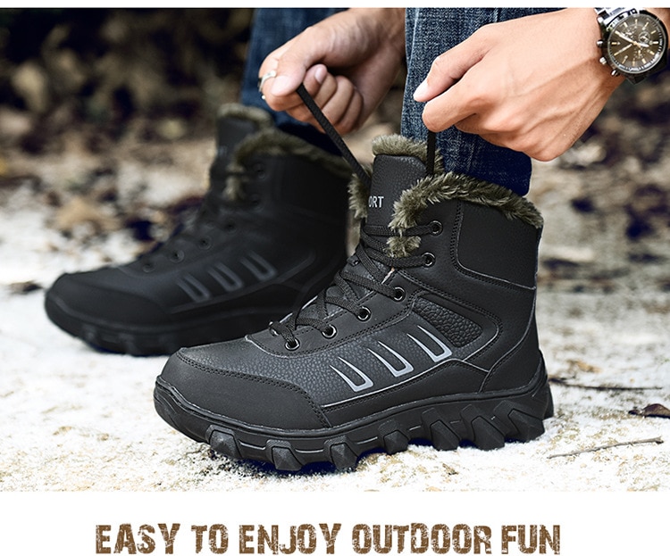 BAIGO BENDI Thick Fur Waterproof Snow Boots