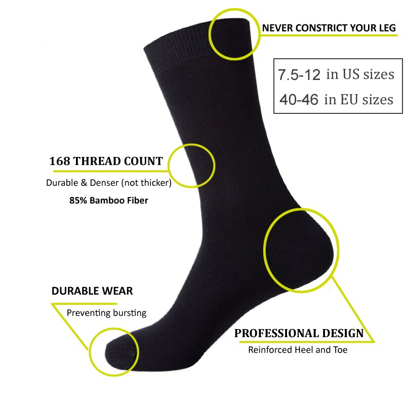 Match-Up Bamboo Black Socks (6 Pairs) - Pricemans