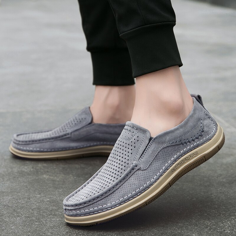 Summer Handmade Mens Loafers Luxury Genuine Leather Male Casual Shoes Breathable Soft Driving Shoes Hollow Out Office Moccasins