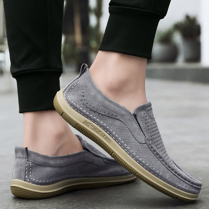 Summer Handmade Mens Loafers Luxury Genuine Leather Male Casual Shoes Breathable Soft Driving Shoes Hollow Out Office Moccasins