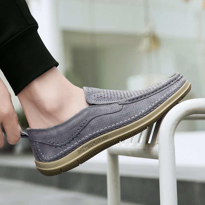 Summer Handmade Mens Loafers Luxury Genuine Leather Male Casual Shoes Breathable Soft Driving Shoes Hollow Out Office Moccasins